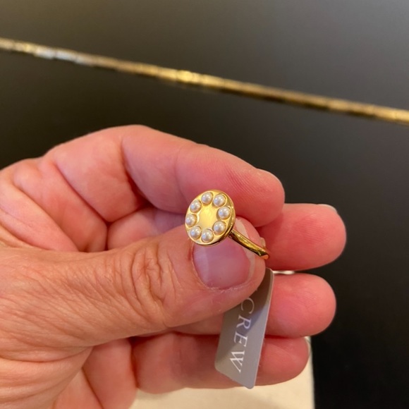 NWT preppy dainty minimalist J. Crew gold plated Pearl Dot Disc Ring size 6 - Picture 8 of 14